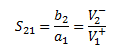 s-parameter scattering matrix solution for S21 insertion loss which equals transmitted voltage at port 2 following excitation of port 1